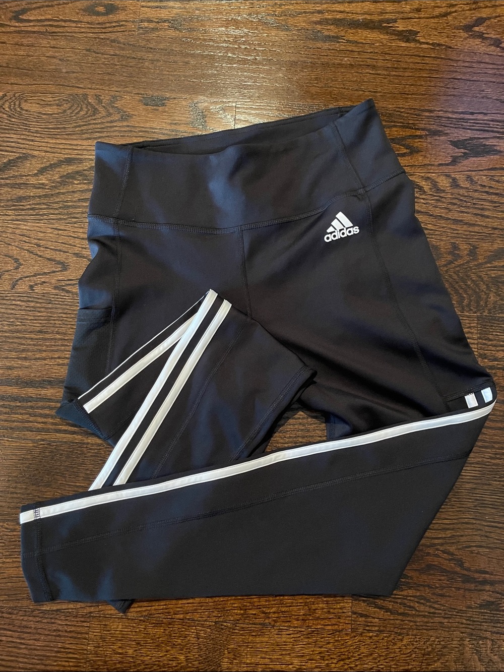 Adidas Women's Black High-Waist 3-Stripe Leggings